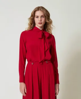 Blusa misto seta con fiocco